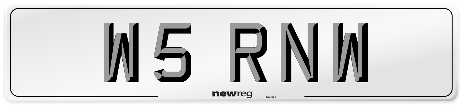 W5 RNW Number Plate from New Reg